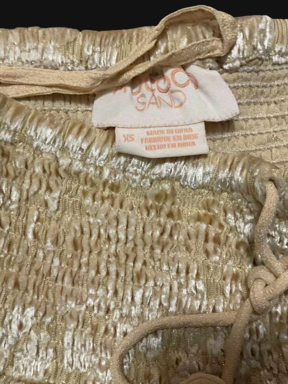 Gold Metallic Tiered Mini Skirt Smocked Waist XS - Picture 3 of 5